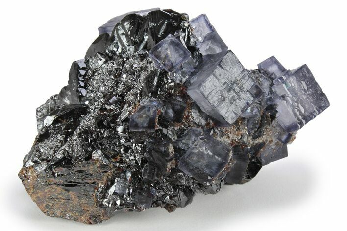 Purple Cubic Fluorite Crystals on Sphalerite - Elmwood Mine #244240